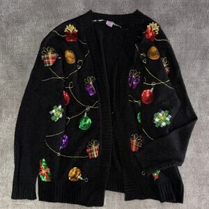 Vintage Christmas Time Embellished Sweater Cardigan